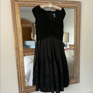 Adrianna Papell Black Fit and Flare Midi Dress